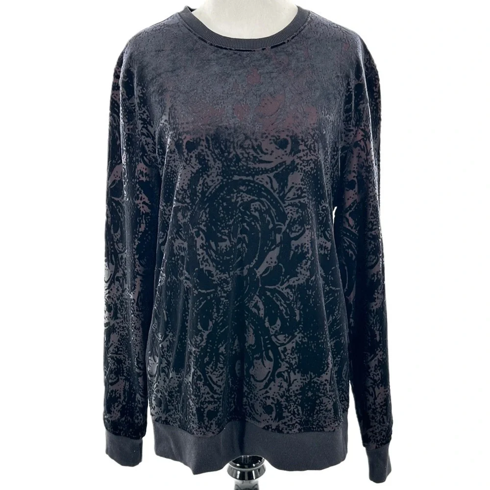 INC international concepts sweater size M black Paisley pullover sweatshirt